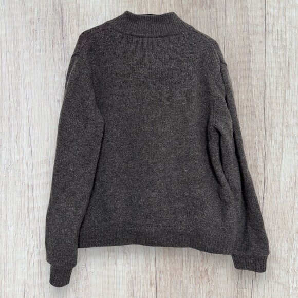 LL Bean Lambswool Bomber Jacket Gray Tartan Lined Zip Front Classic Coat Mens L - Picture 5 of 7